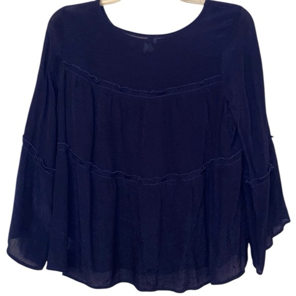 New Directions Navy Blue Tiered
Swing Top Blouse Long Bell
Sleeve Ladies Size 1X - Picture 2 of 7